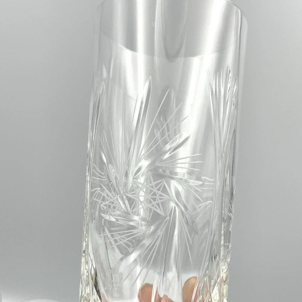Vintage 1980s Cut Crystal Starburst Fan Highball Glasses Set‎ of 3
